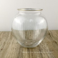 Rippenkunstglas Vase Moderne Gold Rand